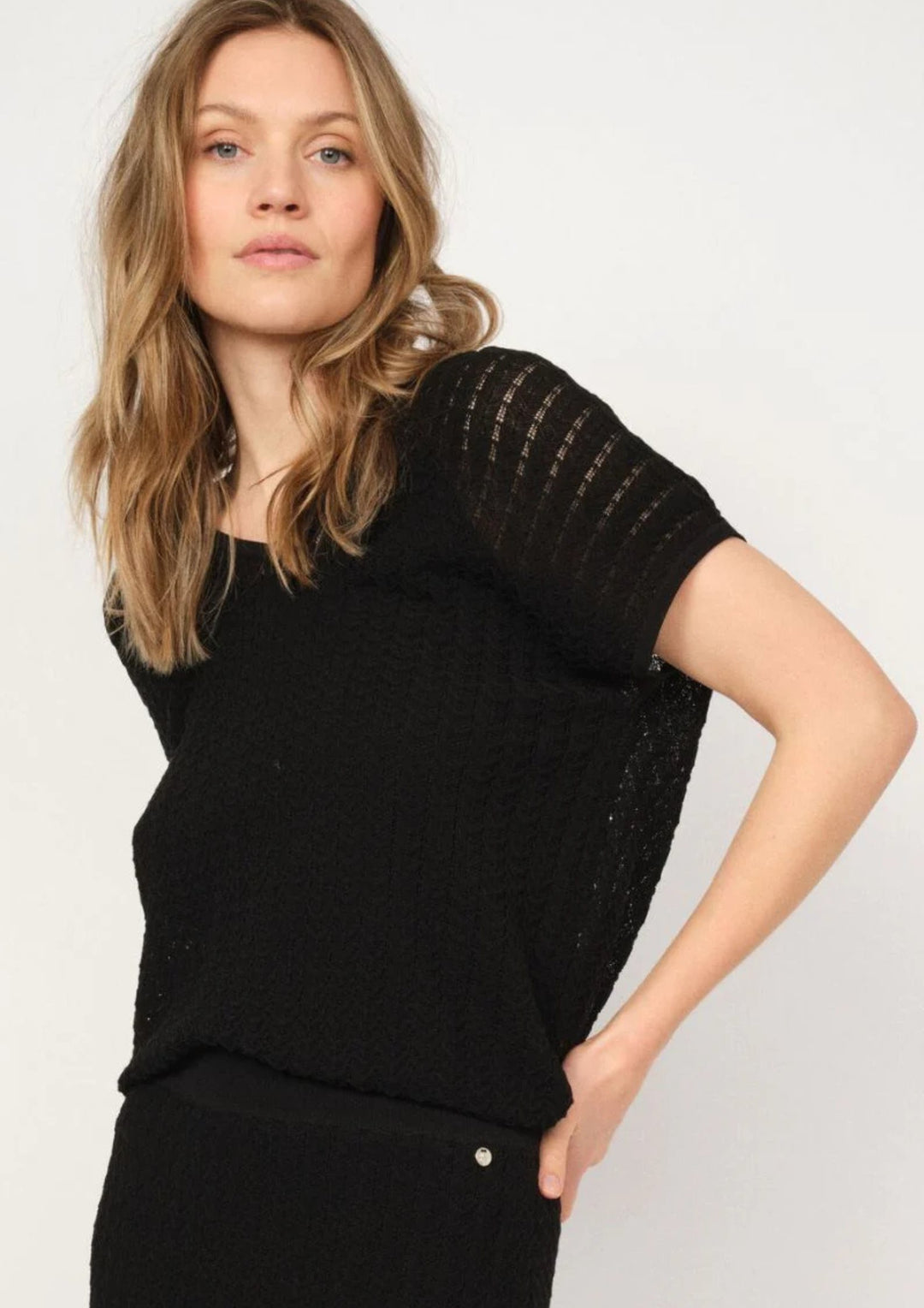 Mos Mosh - Shani Plain -  V-neck Strik - Black