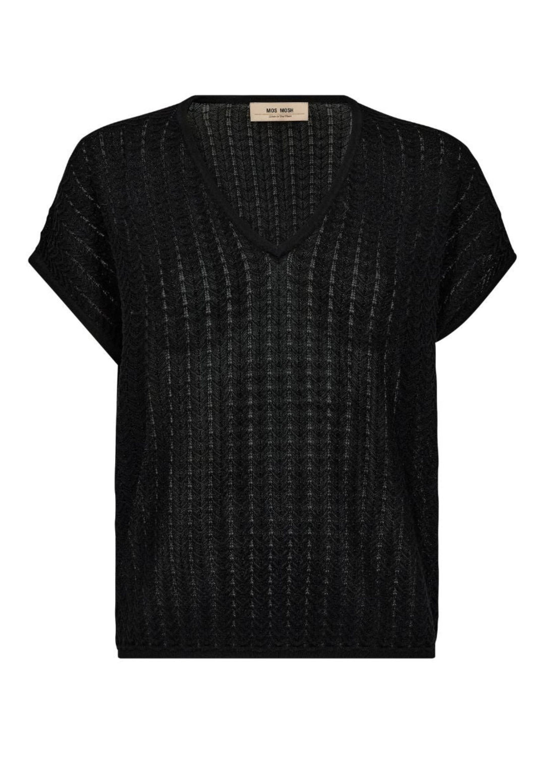 Mos Mosh - Shani Plain -  V-neck Strik - Black