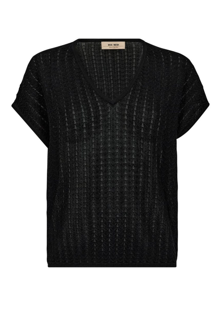 Mos Mosh - Shani Plain -  V-neck Strik - Black