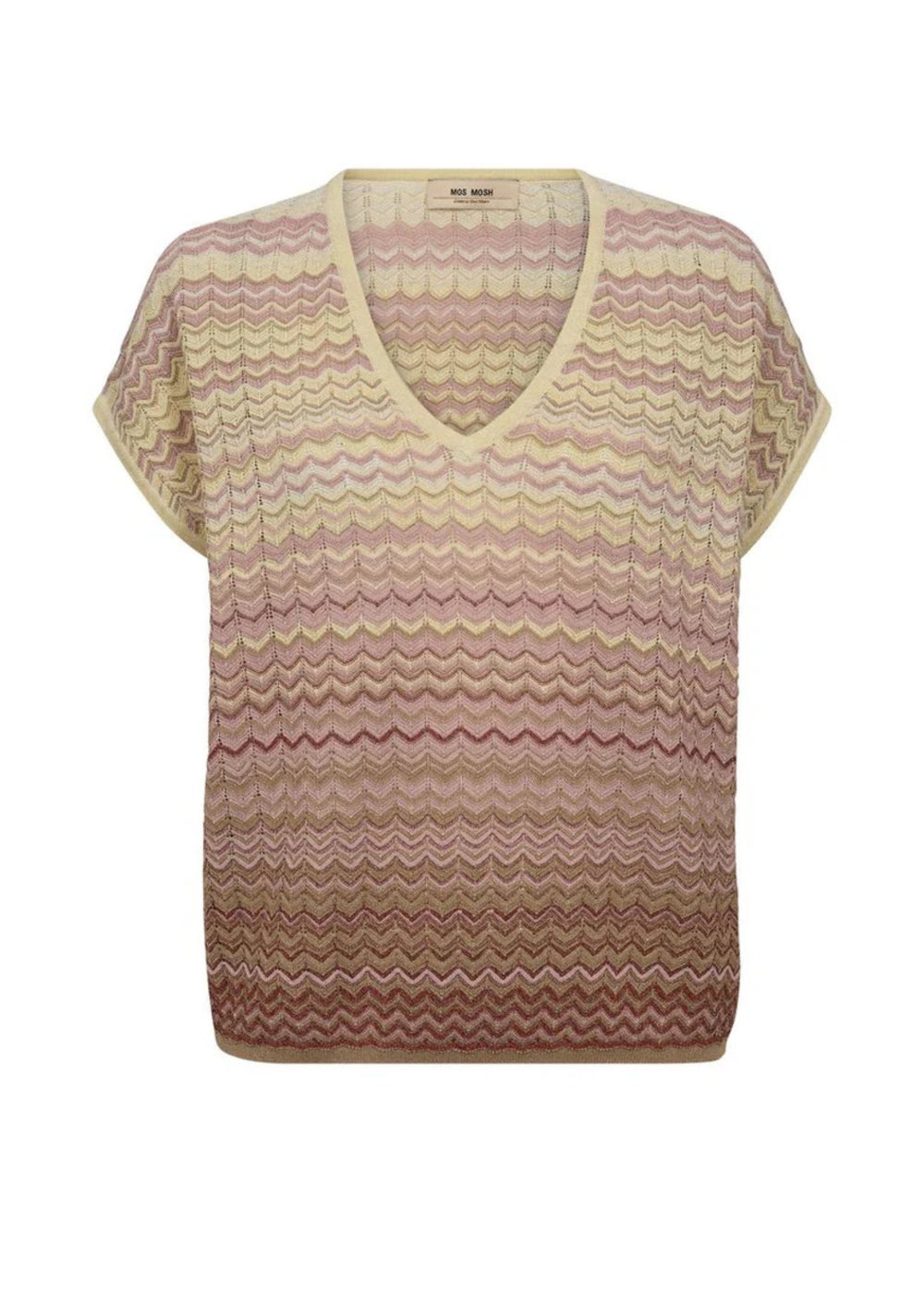Mos Mosh - Shani Zig Zag - V-neck Strik - Powder Pink