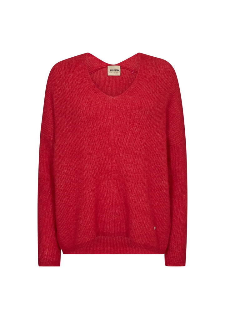 Mos Mosh - Thora - V-neck Strik - Chinese Red