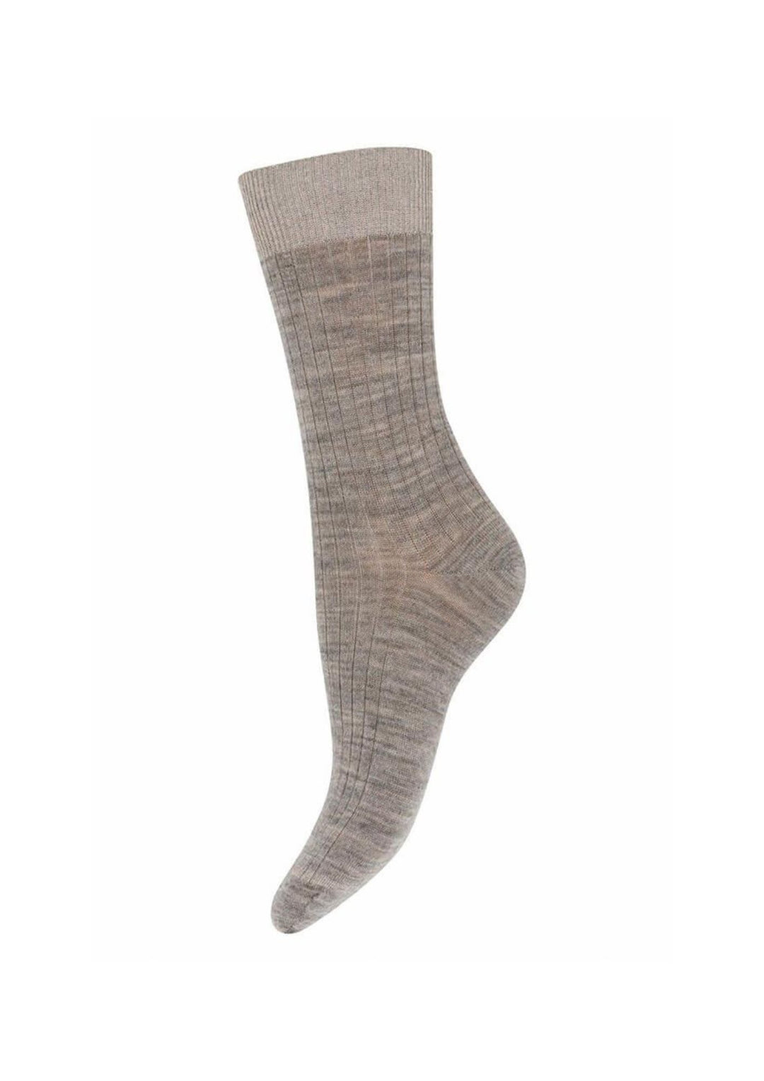 Mp Denmark - Erina Wool Rib Strømper - Light Brown Melange