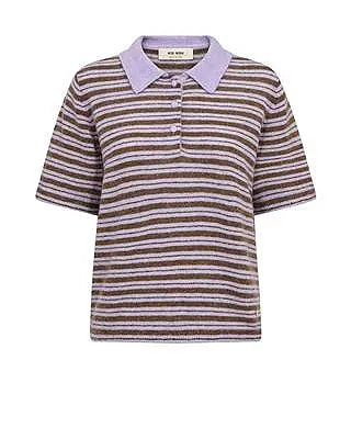 Mos Mosh - Milvi SS Stripe Polo Strik - Violet Tulip
