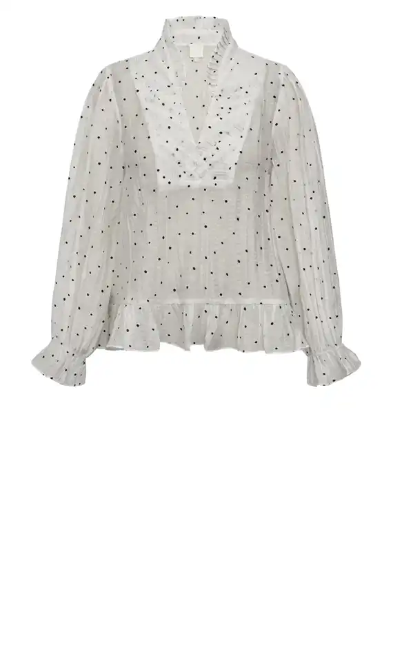 Gossia - Nazli Lullo Bluse - Off White Black Dots