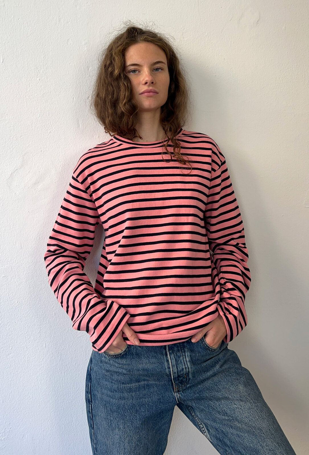 Boii - Nete Ls Tee - Pink/black Stripe