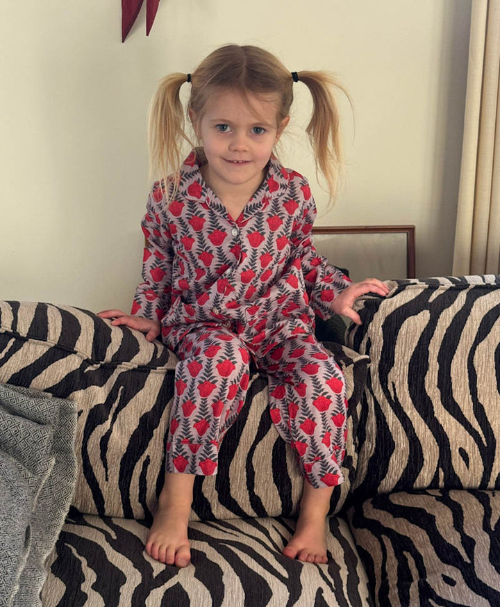 Sissel Edelbo - Nuit Mini Pyjamas Sæt - Red Lavender