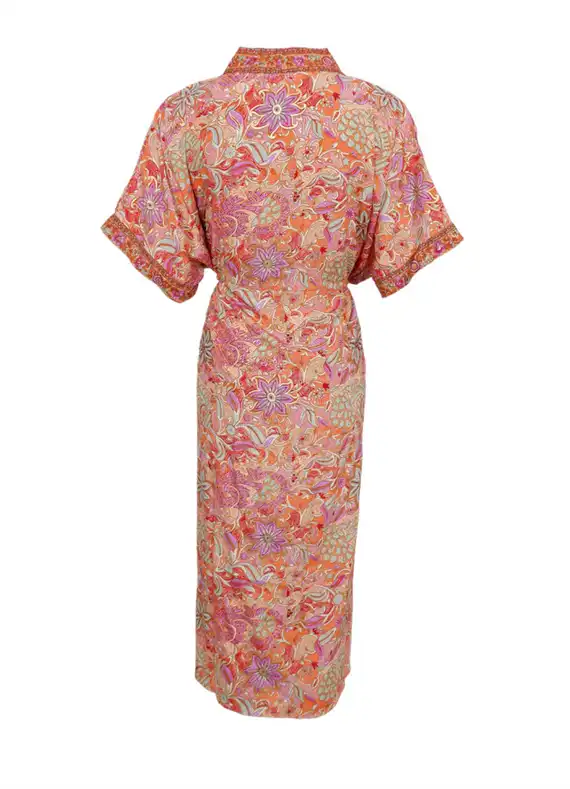 Black Colour - Luna Kaftan - Tie Kjole - Pacifique Orange - Onesize