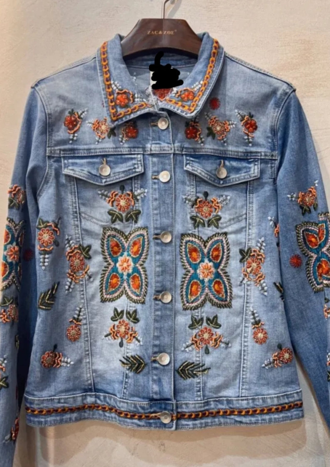 Qnuz - Denim Denim Jakke m. Broderi - Denim Blue