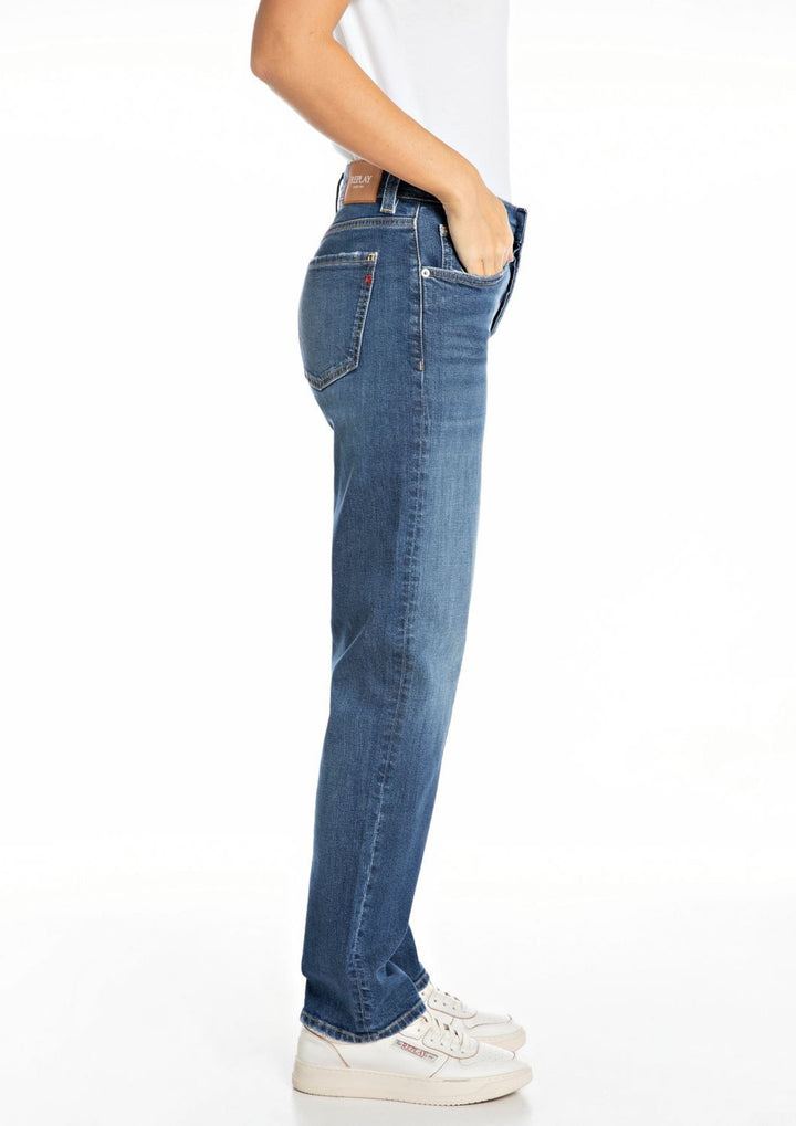 Replay - Maijke - Straight High Rise Fit - Dark Indigo Super Stretch Denim