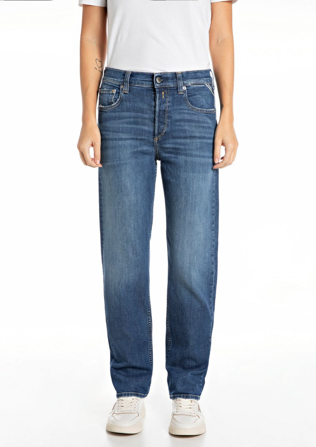 Replay - Maijke - Straight High Rise Fit - Dark Indigo Super Stretch Denim