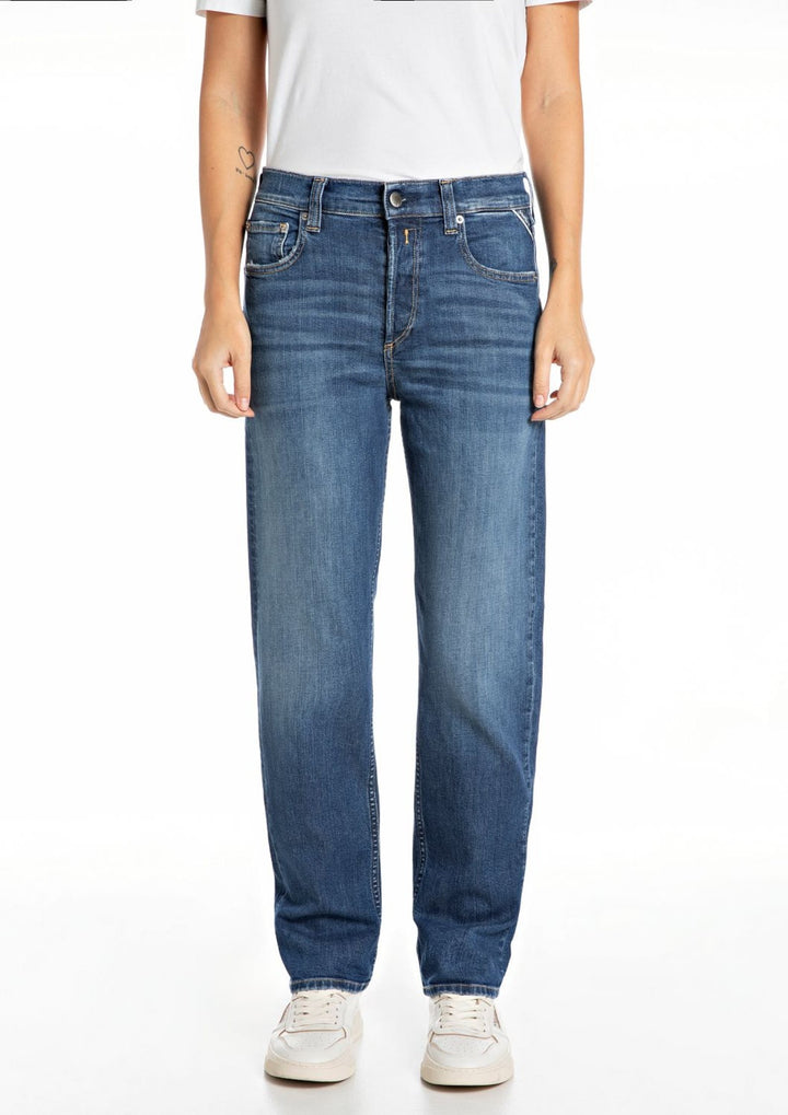 Replay - Maijke - Straight High Rise Fit - Dark Indigo Super Stretch Denim