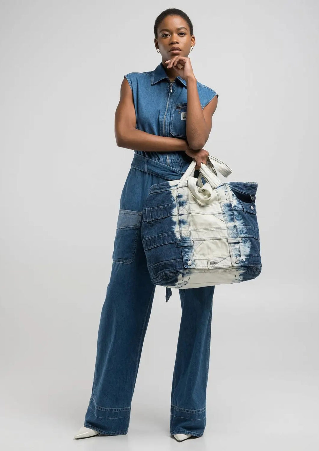 Replay - Relaxed Fit - Denim Jumpsuit - Medium Blue