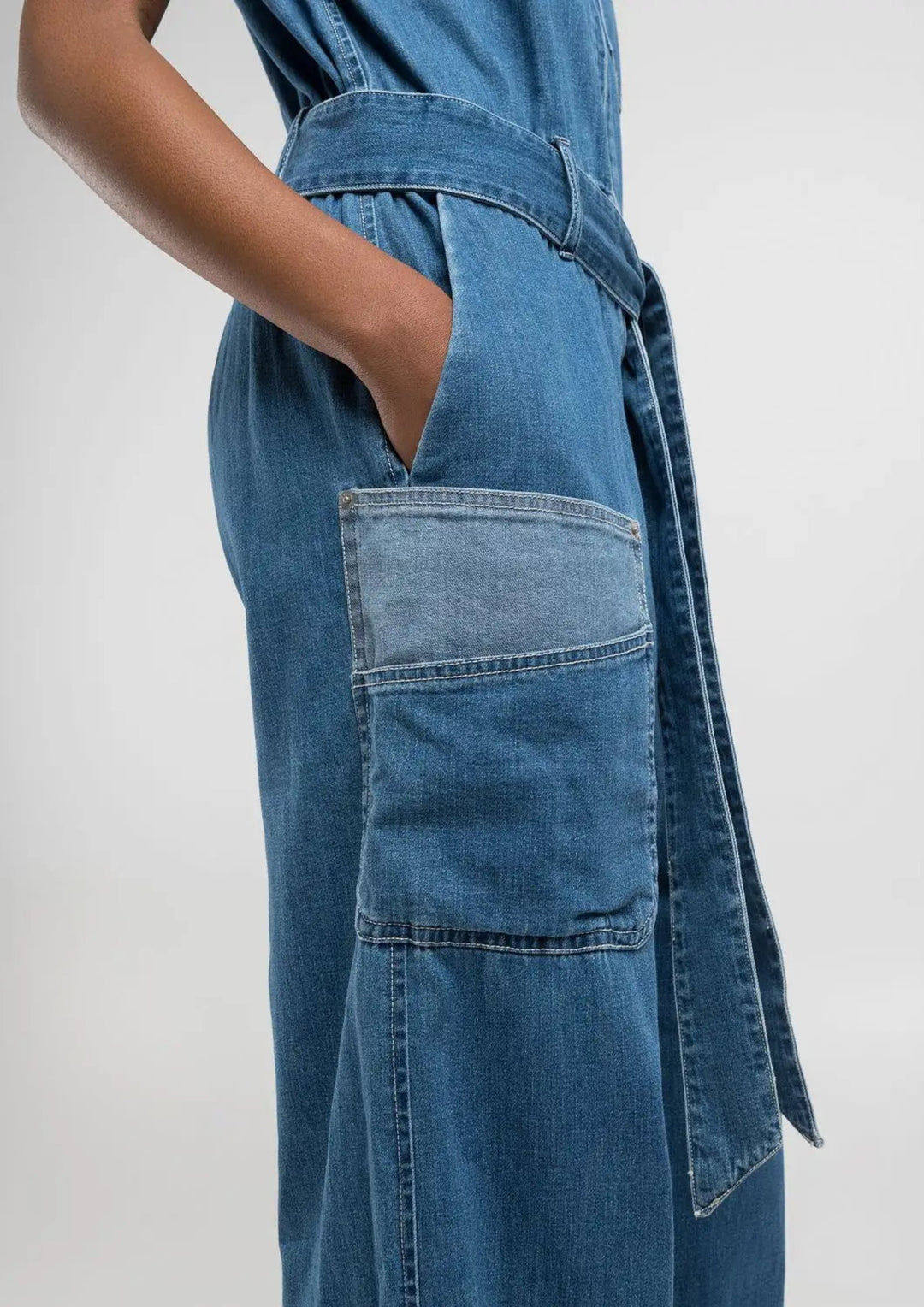 Replay - Relaxed Fit - Denim Jumpsuit - Medium Blue