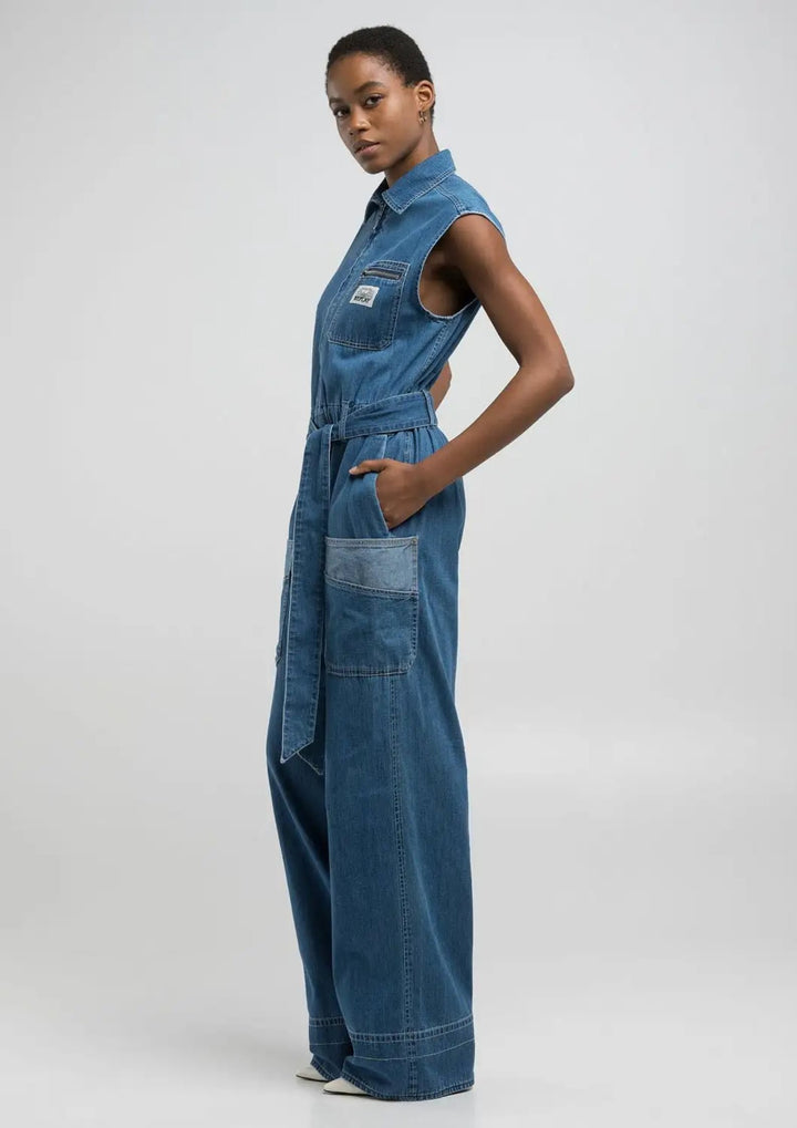 Replay - Relaxed Fit - Denim Jumpsuit - Medium Blue