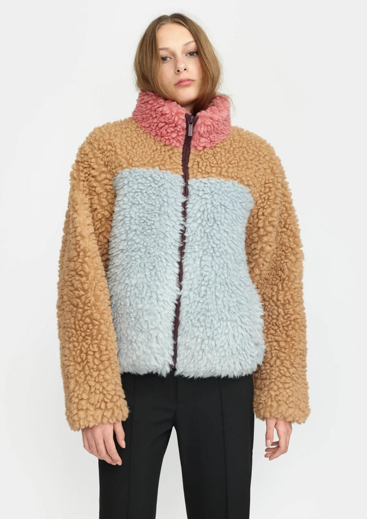 Selfhood - Chuncky Block Teddy - Jakke - Light Brown