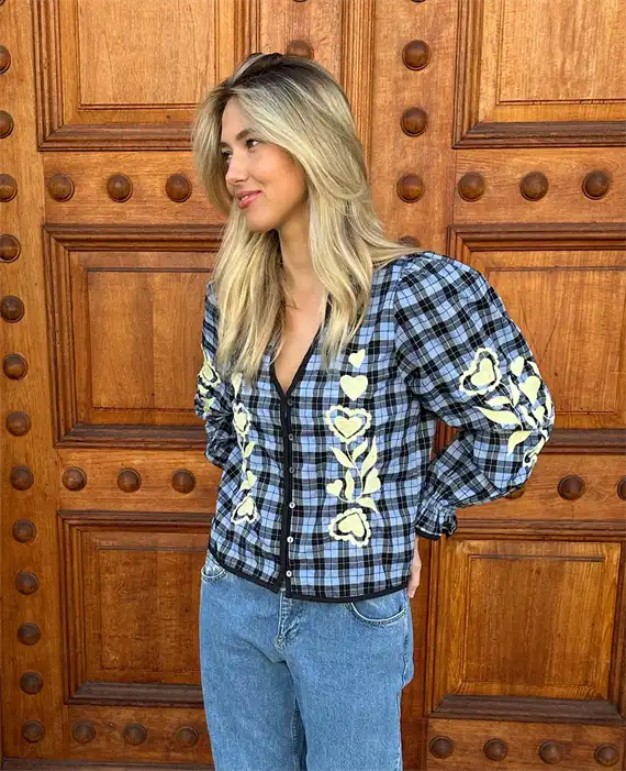 Sissel Edelbo - Fran Skjorte - Blue Checks - Onesize