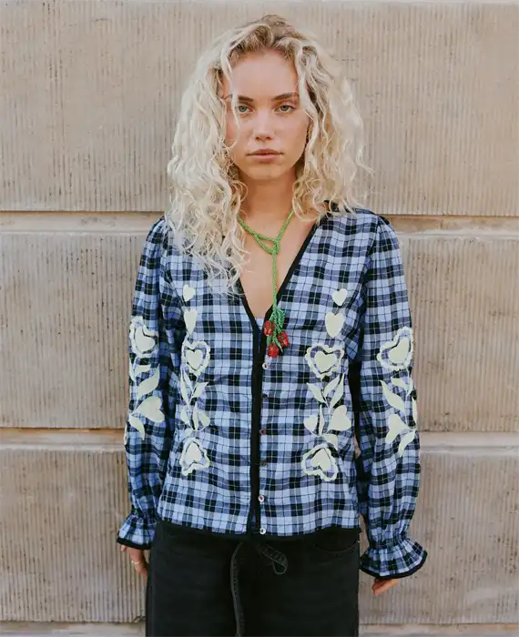 Sissel Edelbo - Fran Skjorte - Blue Checks - Onesize