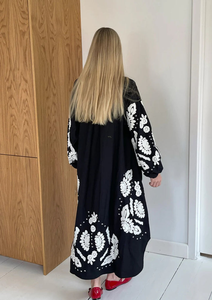Sissel Edelbo - Rikke Kjole - Black w. White Swan - Onesize
