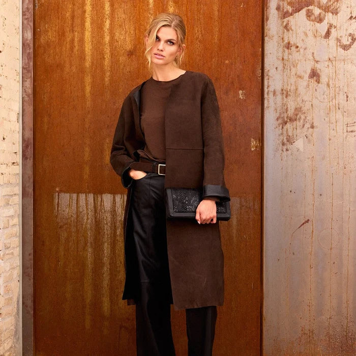 Depeche - Zita 2 in 1 Jakke - Dusty Brown / Black Combi