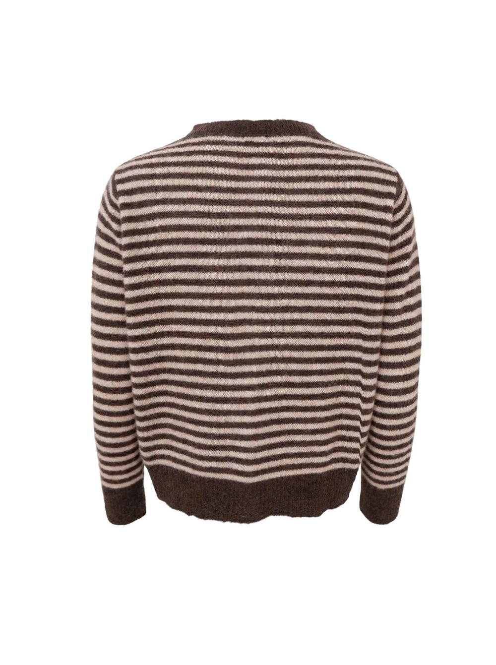 Black Colour - BC Dell Striped Knit Cardigan - Coffee 