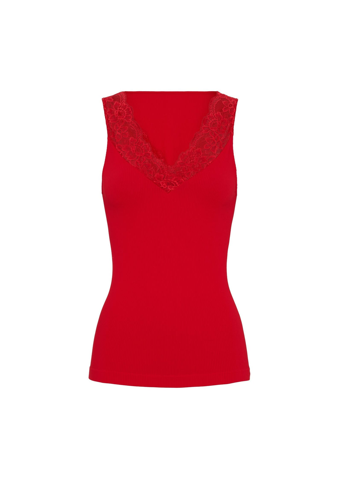 Tim &amp; Simonsen - Belen Rib - V-lace  Top - Rosso