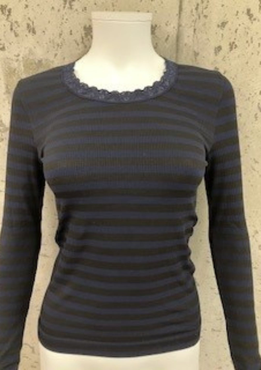 Tim &amp; Simonsen - ISA Frida - T shirt LS - Dark Stripe Nero/Blu