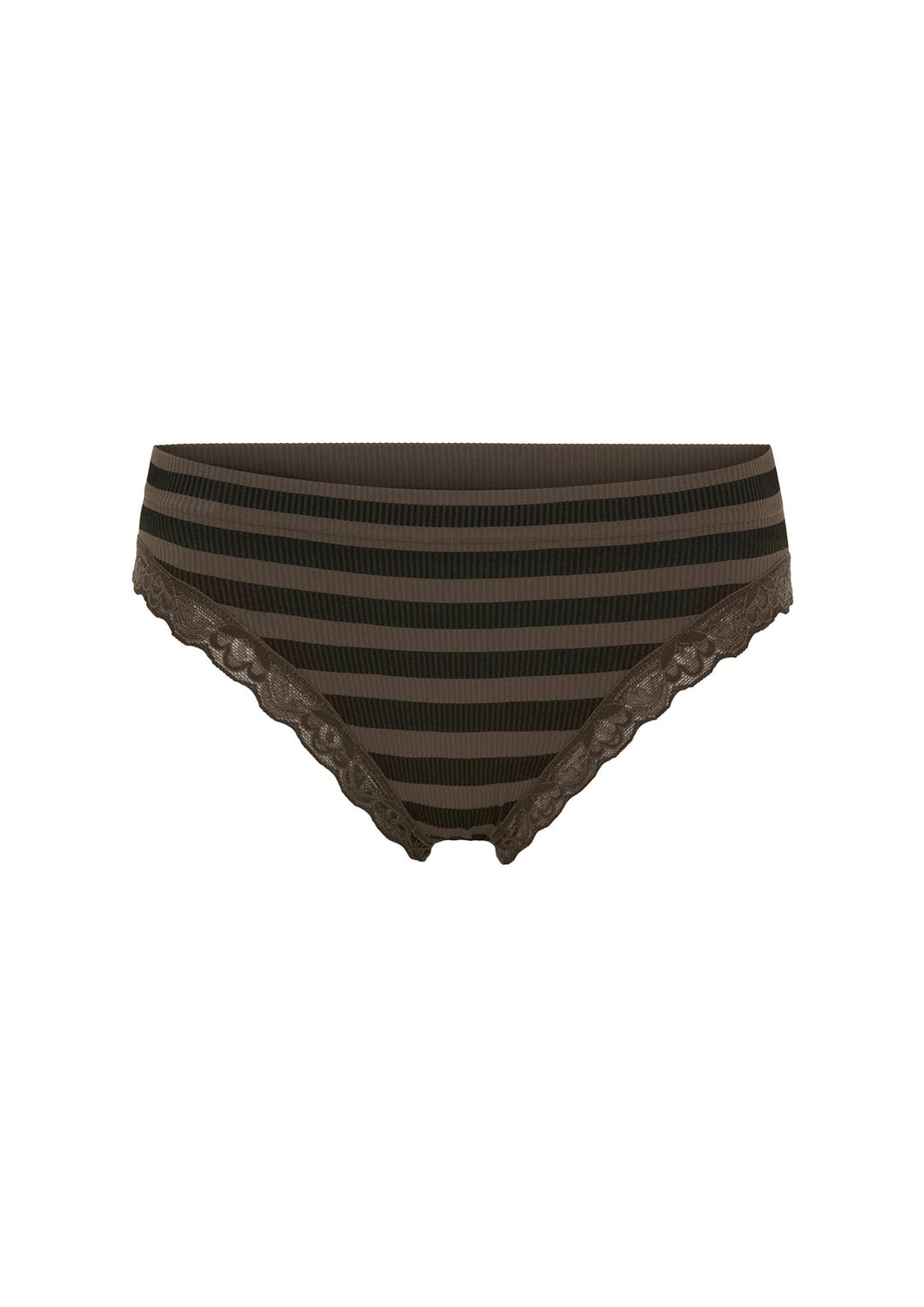 Tim &amp; Simonsen - ISA Stripe Dark Rib Lace Trusser - Nero-Noce