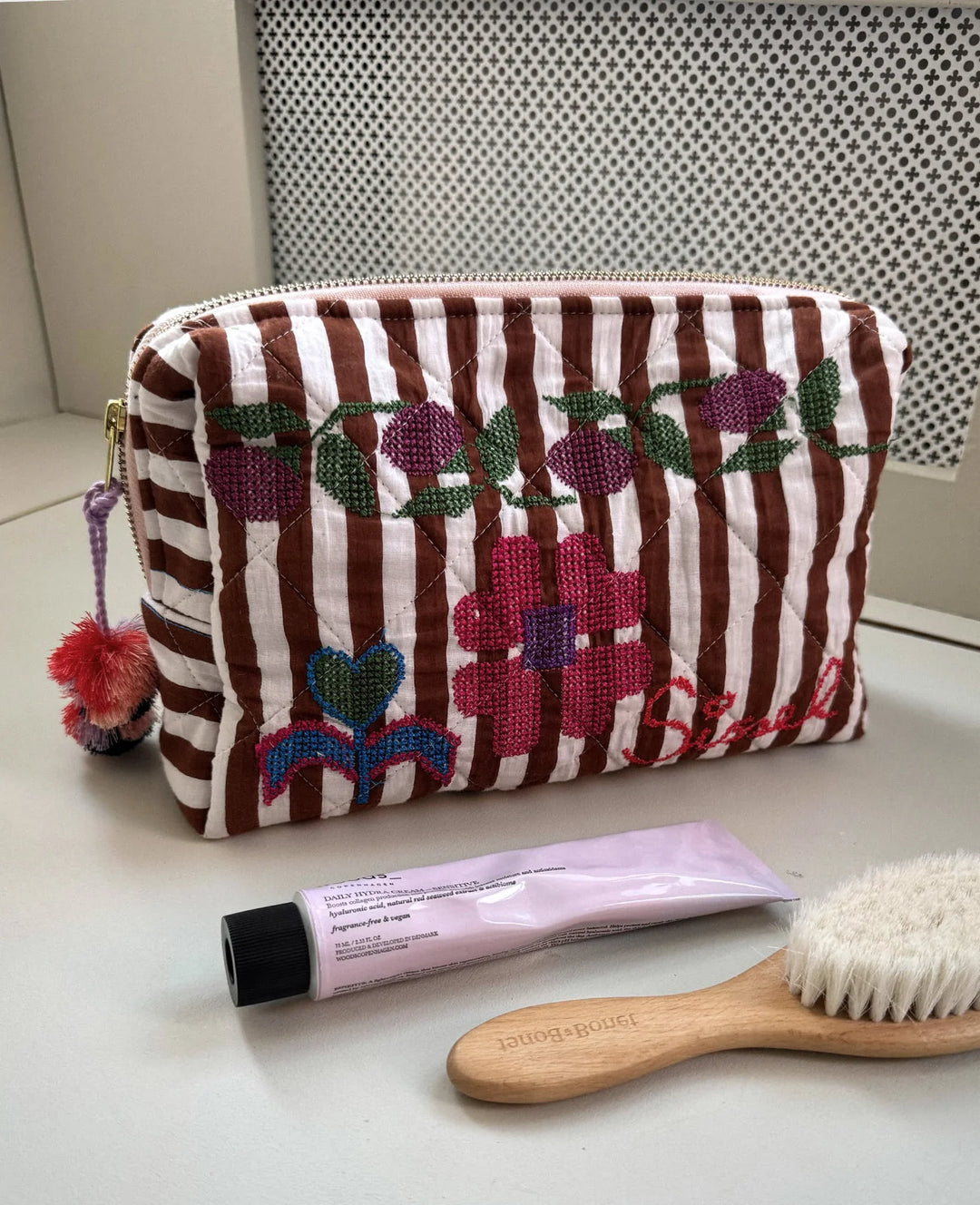 Sissel Edelbo - Rosea Cosemetic Bag - Brown Stripes - Onesize