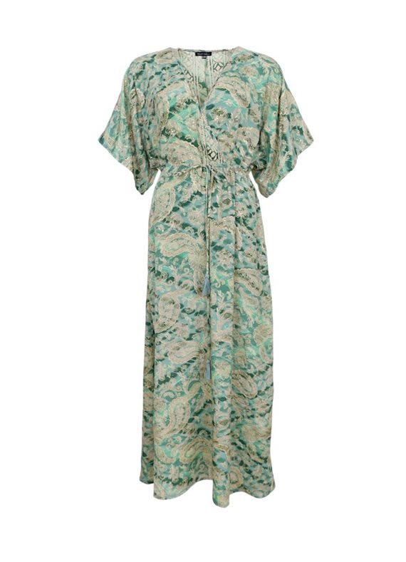 Black Colour - Luna Long V-neck Kjole - Floral Green