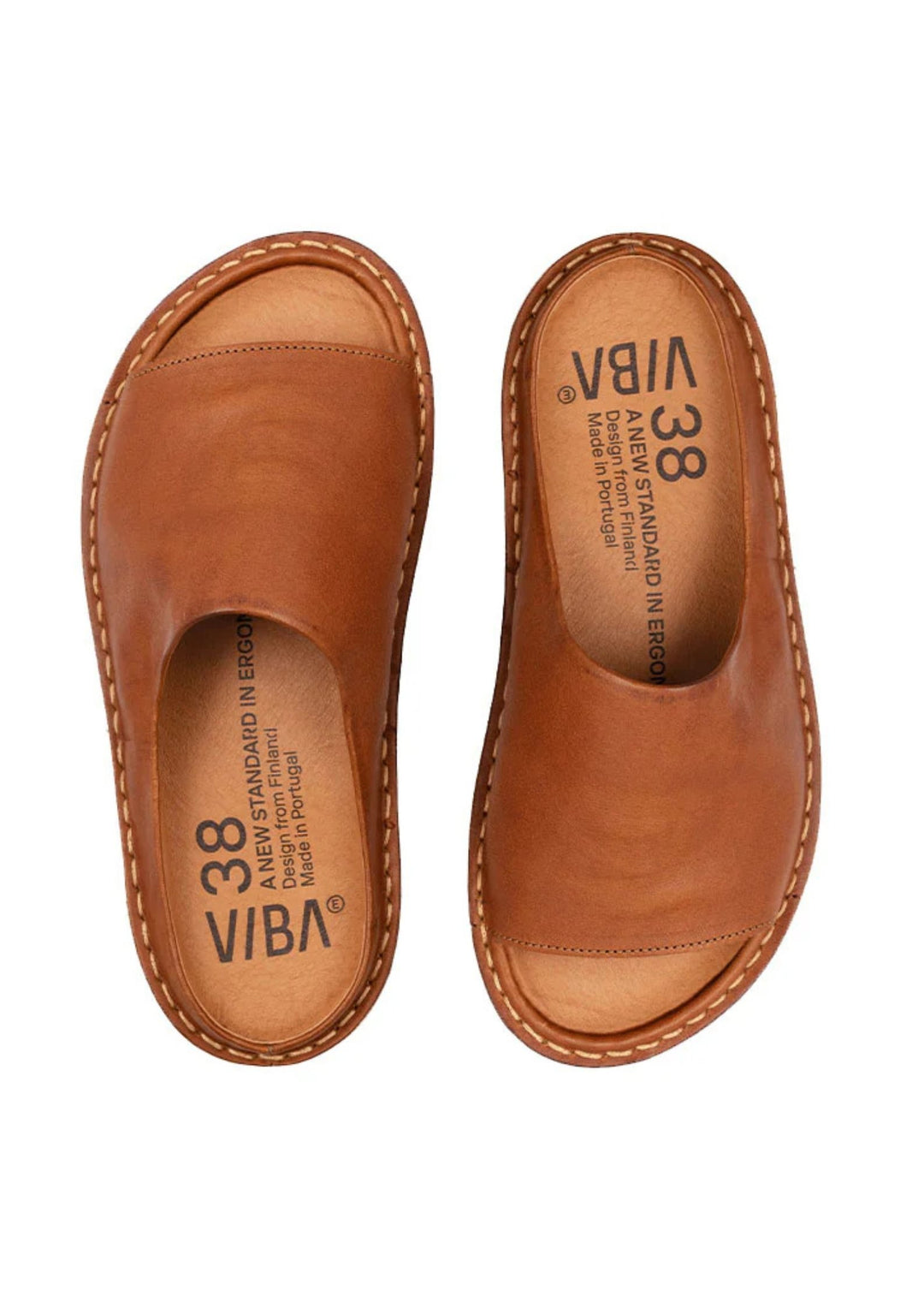 Vibae - Satin Tropez - Leather Cognac Brown