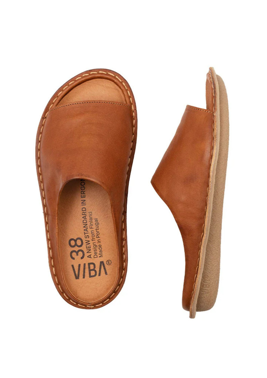 Vibae - Satin Tropez - Leather Cognac Brown