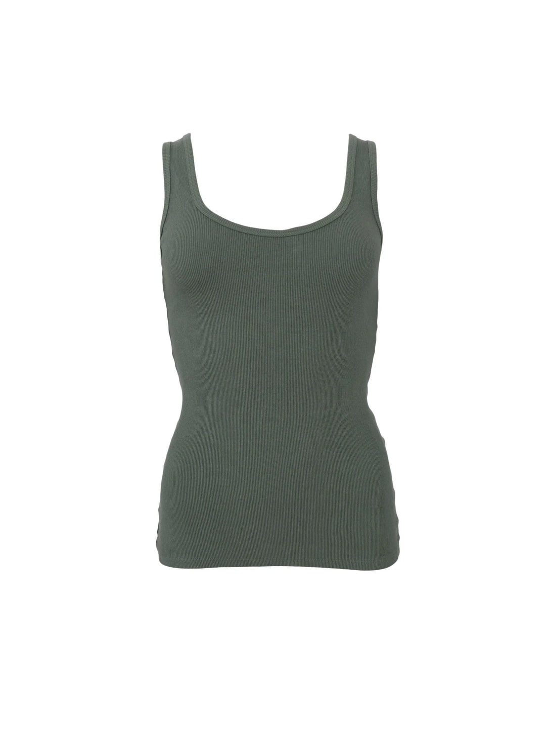 Black Colour - BC Vibs Rib Tank top - Army