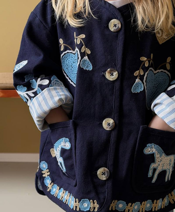 Sissel Edelbo -Maggie Mini Jakke - Navy Horses