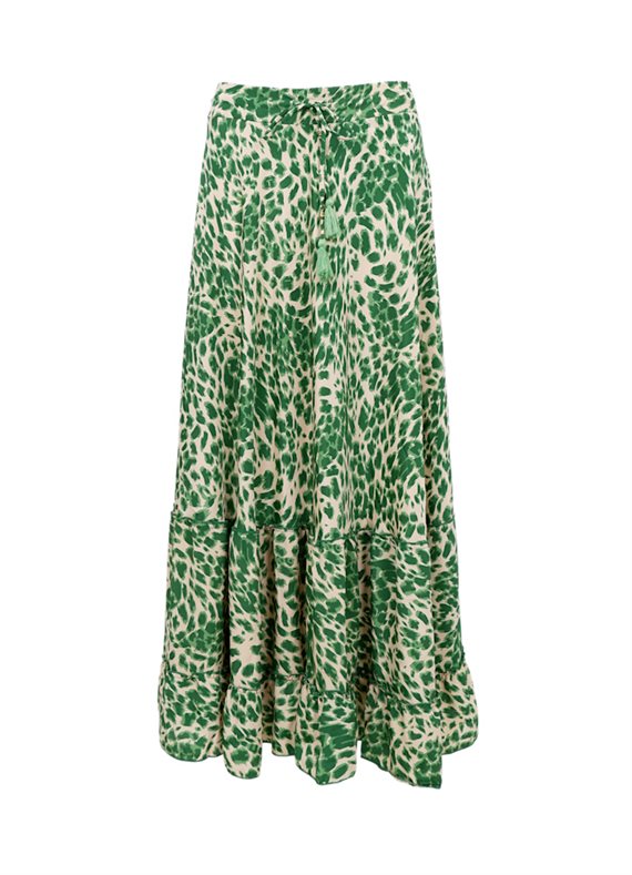 Black Colour - Luna Maxi - Frill Nederdel - Green Leo