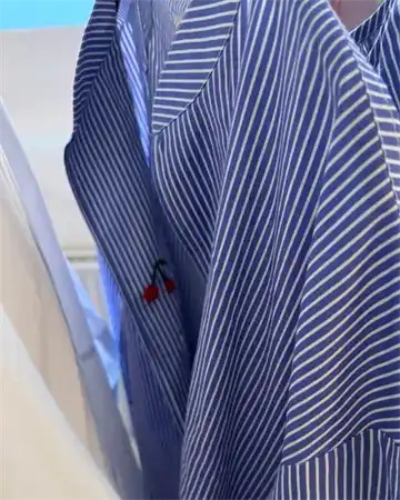 Wauw - Luna Cherry Bluse - Blue Stripe