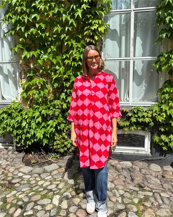 Wauw - Portofino Kjole - Pink/Red Harlequin