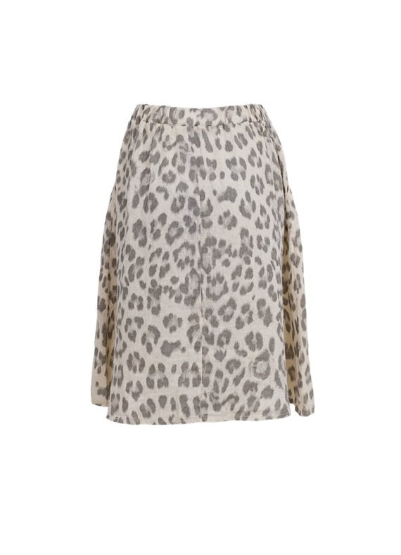 Black Colour - Melina Short Linen Nederdel - Natural Leo