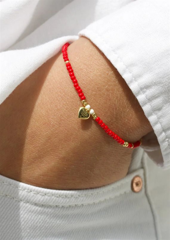 With Love Darling - Lige Hjerte - Perle Armbånd