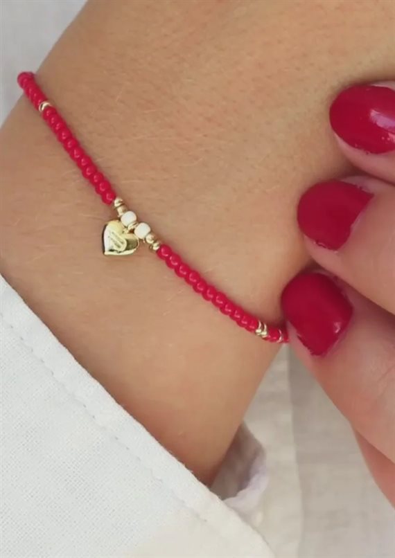 With Love Darling - Lige Hjerte - Perle Armbånd