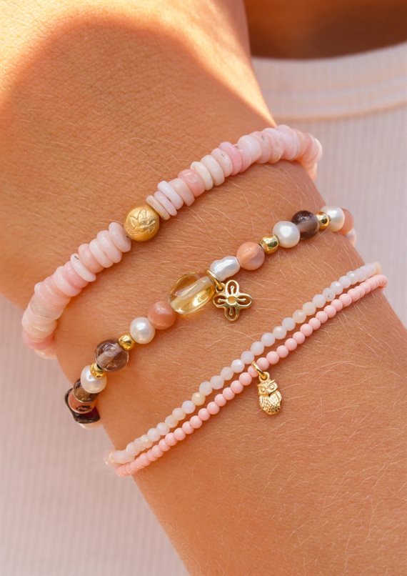 With Love Darling - Pink Opal Fred - Disk Armbånd