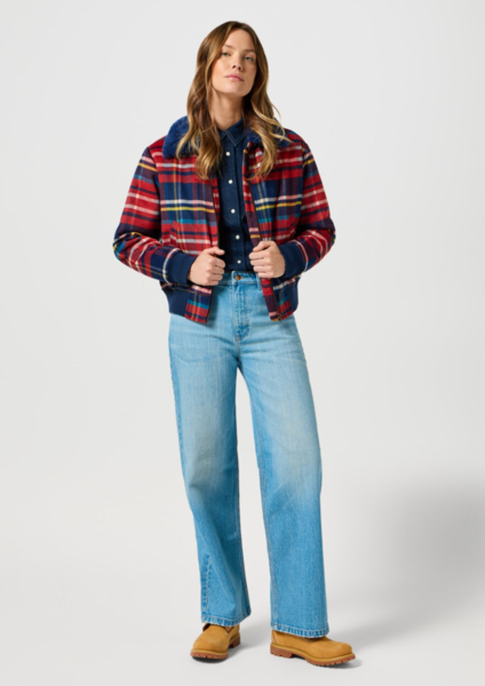 Wrangler - Aviator Jakke - Red Tartan