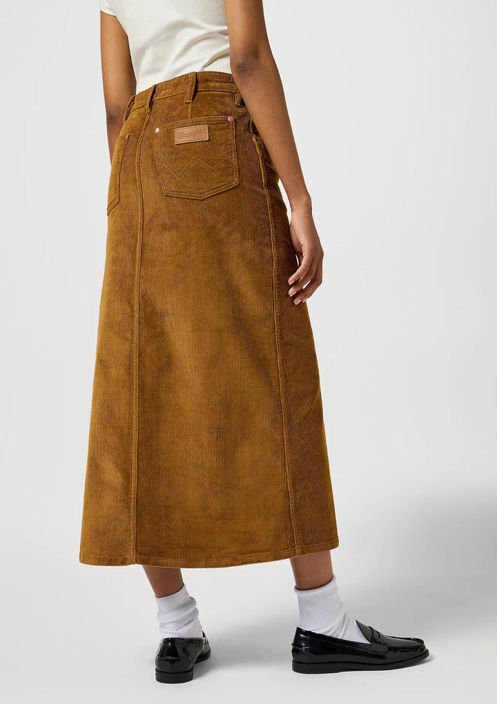 Wrangler - Corduroy Maxi Nederdel - Cognac