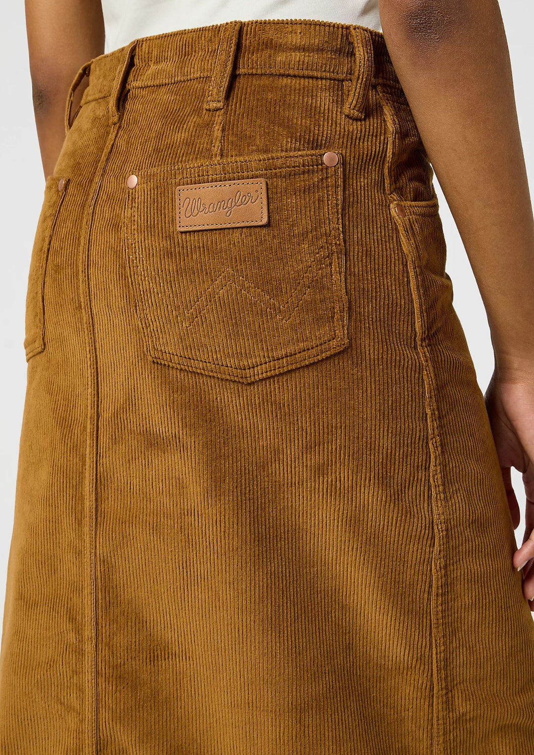 Wrangler - Corduroy Maxi Nederdel - Cognac