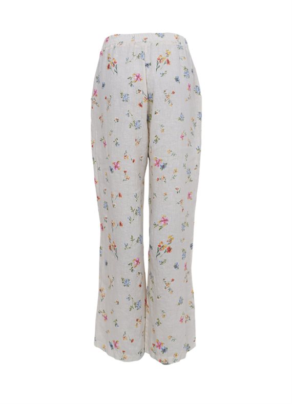 Black Colour - Melina Wide Linen Bukser - Flower