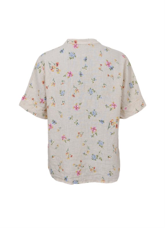 Black Colour - Melina SS Linen Blouse - Flower