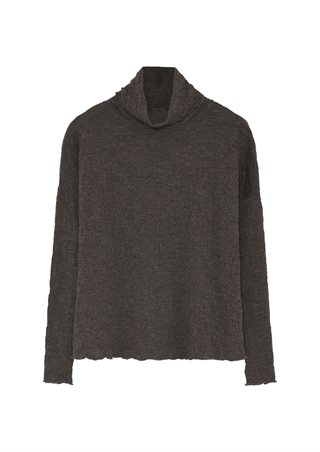 By Basics - Shirt Wide W/Large Rollneck - Merino Bubble Wool - Earth Melange