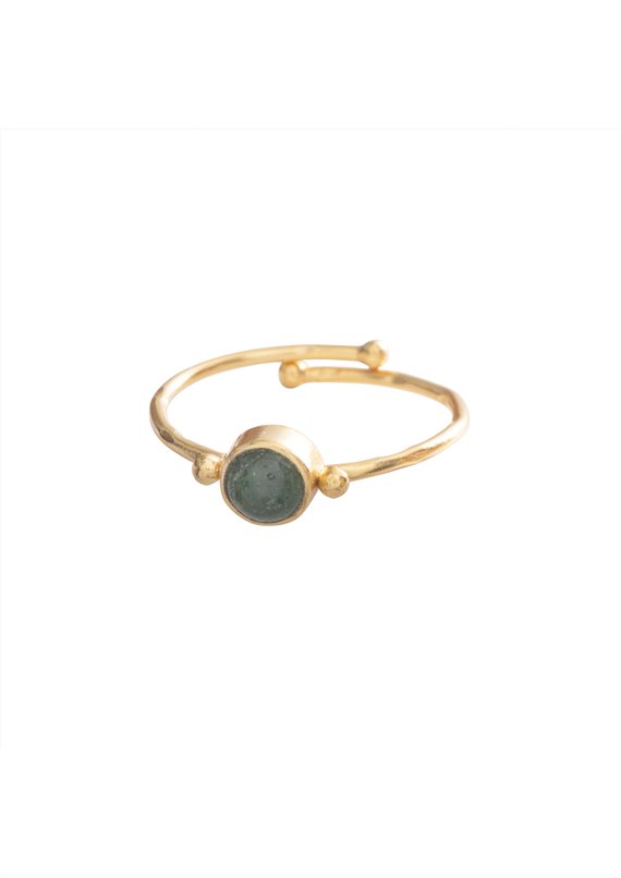 A Beautiful Story -  Faithful - Guld Ring GP - Adventurine - Onesize