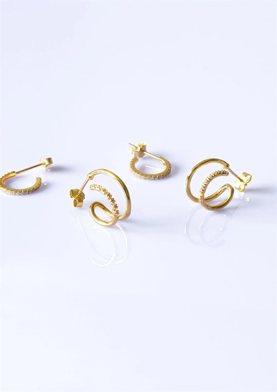 Andcopenhagen - Shiny Double Swirl Hoops - Guldbelagt