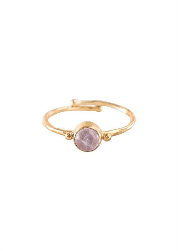 A Beautiful Story - Faithful - Guld Ring GP - Rose Quartz - Onesize