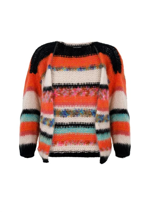 Black Colour - BCAdria Cardigan - Orange Multi Stripede - Onesize